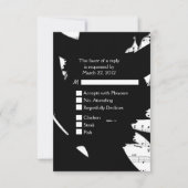 ブラック・アンド・ホワイト・アブストラクト・ミュージック メニュー選択付きの招待状 出欠カード (正面)