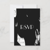 ブラック・アンド・ホワイト・アブストラクト・ミュージック メニュー選択付きの招待状 出欠カード (裏面)