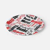 ブラック・アンド・レッド・サンキューワード・クラウド ペーパープレート (アングル)