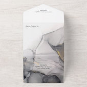 ブラック・アンド・金ゴールド・アルコ結婚ール・インク オールインワン招待状 (外側)