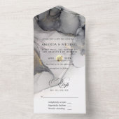 ブラック・アンド・金ゴールド・アルコ結婚ール・インク オールインワン招待状 (内側)