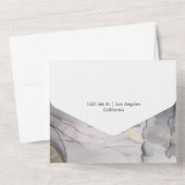 ブラック・アンド・金ゴールド・アルコ結婚ール・インク オールインワン招待状 (裏面)