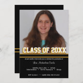 ブラック·アンド·金ゴールド·クラス·オブ·卒業パーティー·招待状 招待状 (正面/裏面)