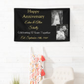 ブラック·アンド·金ゴールド·ハッピー·アンバナー 横断幕 (インサイチュ)