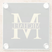 ブラック·アンド·金ゴールド·モパーソナライズされたノグラムと名前 ガラスコースター (裏面)