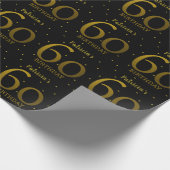 ブラック·アンド·金ゴールド·紙吹雪第60誕生日 ラッピングペーパー (角)