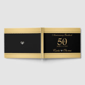 ブラック・アンド・金ゴールド-金ゴールド結婚の記念日 ゲストブック (全面)