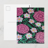 ブラック・アートにマゼンタの花 ポストカード (正面/裏面)
