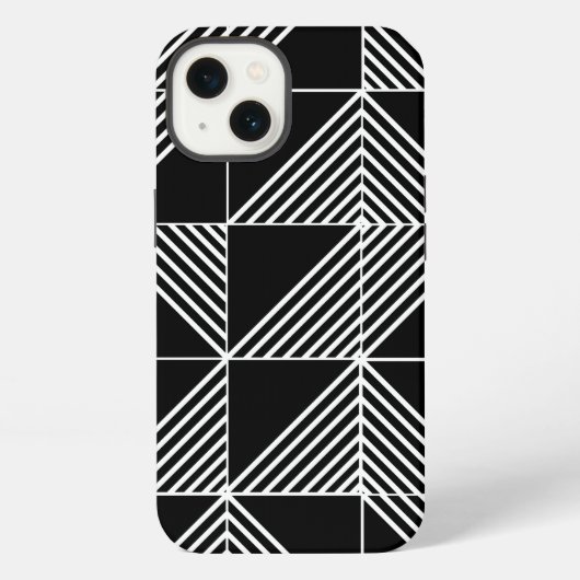 ブラック アールデコ ライン iPhoneケース (裏面)