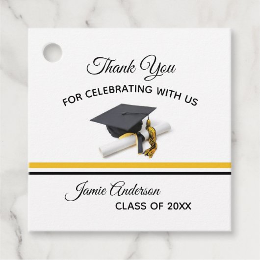 ブラック&イエローキャップ&タッセル |卒業 フェイバータグ (正面)