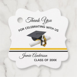 ブラック&イエローキャップ&タッセル |卒業 フェイバータグ