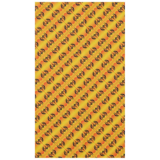 ブラック&イエローサウスウェストココペリ模様 テーブルクロス (正面)