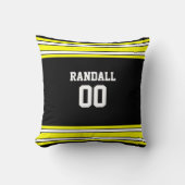 ブラック&イエローサッカージャージーパーソナライズされた クッション (正面)