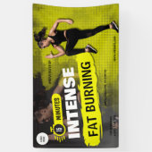 ブラック&イエロージムフィットネスエクササイズトレーニング 横断幕 (縦)