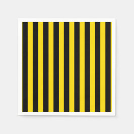 ブラック&イエローストライプズストライプビーベイビーシャワー スタンダードカクテルナプキン