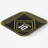 ブラック&イエロースポーツテーマ紙プレート ペーパープレート (傾斜あり)