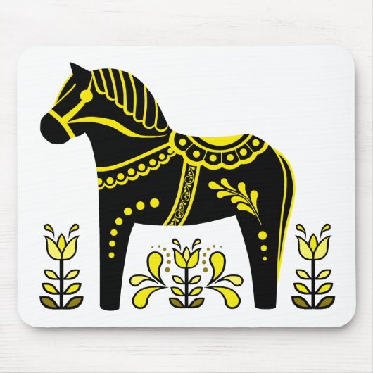 ブラック/イエローノルディックフォークダラホース/フォークフリージアン マウスパッド (正面)