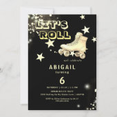 ブラック&イエローレッズ転がスケートで滑るバースデーパーティー 招待状 (正面)