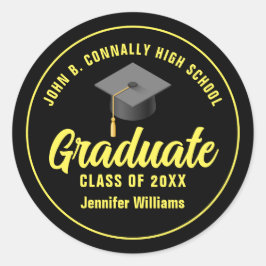 ブラック・イエロー大学院カスタム卒業パーティー ラウンドシール