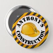 ブラック&イエロー建築懸命ハット4th誕生日 缶バッジ (正面&裏面)