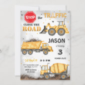 ブラック&イエロー建築誕生日招待状 招待状 (正面)