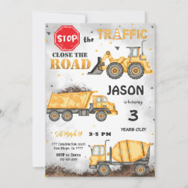 ブラック&イエロー建築誕生日招待状 招待状