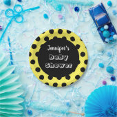 ブラック&イエロー水玉模様カスタムベビーシャワー ペーパープレート (パーティー)