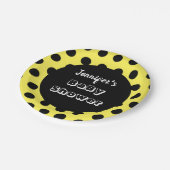 ブラック&イエロー水玉模様カスタムベビーシャワー ペーパープレート (アングル)