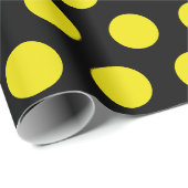 ブラック&イエロー水玉模様モダンシック ラッピングペーパー (ロールコーナー)