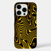 ブラック+イエロー+ゴールドのスワール模様のテクスチャー Case-Mate iPhoneケース (裏面)