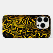 ブラック+イエロー+ゴールドのスワール模様のテクスチャー Case-Mate iPhoneケース (裏面 (横))