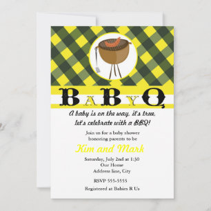 ブラック+イエロー サマーBBQ ベビーシャワー インビテーション