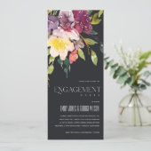 ブラック イエロー ブラッシュ バーガンディー フローラル 婚約 招待状 (スタンド正面)