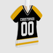 ブラック/イエロー/ホワイトカスタムホッケージャージー オーナメント (正面)