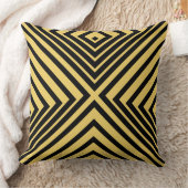 ブラック & イエロー 角付き ボックス パターン- サイコロ型 クッション (ブランケット)