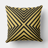 ブラック & イエロー 角付き ボックス パターン- サイコロ型 クッション (裏面)