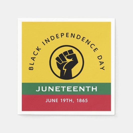 ブラック・インディペンデンス・デイ1865年曲線文字 スタンダードカクテルナプキン (正面)