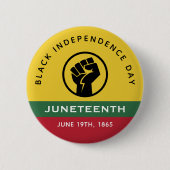 ブラック・インディペンデンス・デイ1865年曲線文字 缶バッジ (正面)