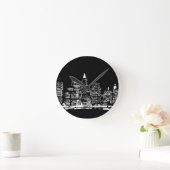 ブラック&ウィテニューヨークシティナイト ラウンド壁時計 (ホーム)