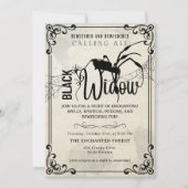 ブラック・ウィドー・ビウィッチと当惑したヴィンテージ・カード 招待状 (正面)