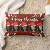 ブラック・ウィメンズ、メリークリスマス・サンタハッツ、ブルゴーニュ ランバークッション (ブランケット)
