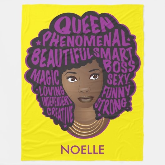 ブラック・ウィメンズ、紫と黄 フリースブランケット (正面)