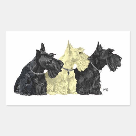 ブラック&ウィートンスコティッシュテリア 長方形シール (正面)