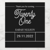 ブラック&ウィーモダンズ21歳の誕生日パーティー ワインラベル (シングルラベル)