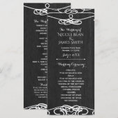 ブラック・ウッド&ホワイト・ヴィンテージ・ウェディングプログラム プログラム (正面/裏面)