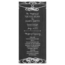 ブラック・ウッド&ホワイト・ヴィンテージ・ウェディングプログラム