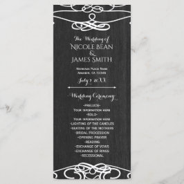 ブラック・ウッド&ホワイト・ヴィンテージ・ウェディングプログラム プログラム
