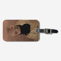 ブラック・ウーマン、金ゴールド・シェードとパーム葉ズ、ブラウン