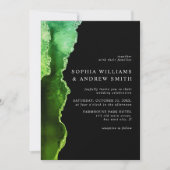 ブラック&エメラルドグリーン結婚式招待状 招待状 (正面)