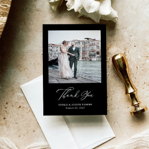 ブラック   エレガイタリアンンス二結婚枚 サンキューカード